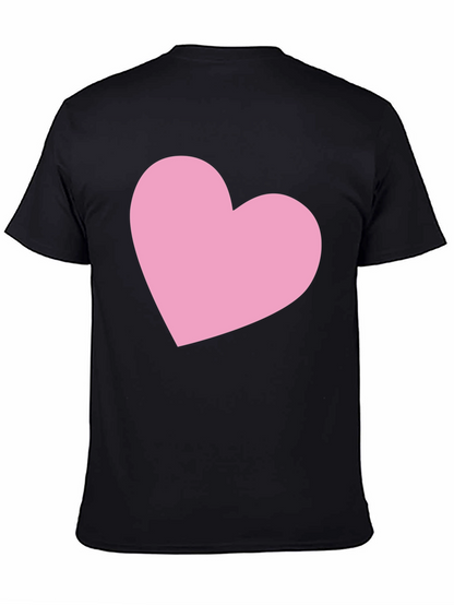 Black T-Shirt with Pink Heart Graphic