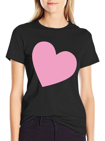 Black T-Shirt with Pink Heart Graphic