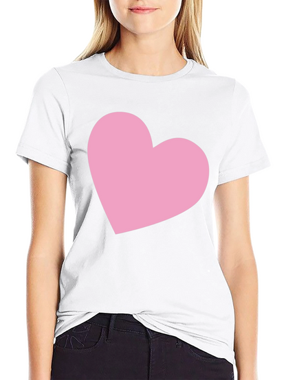 Black T-Shirt with Pink Heart Graphic