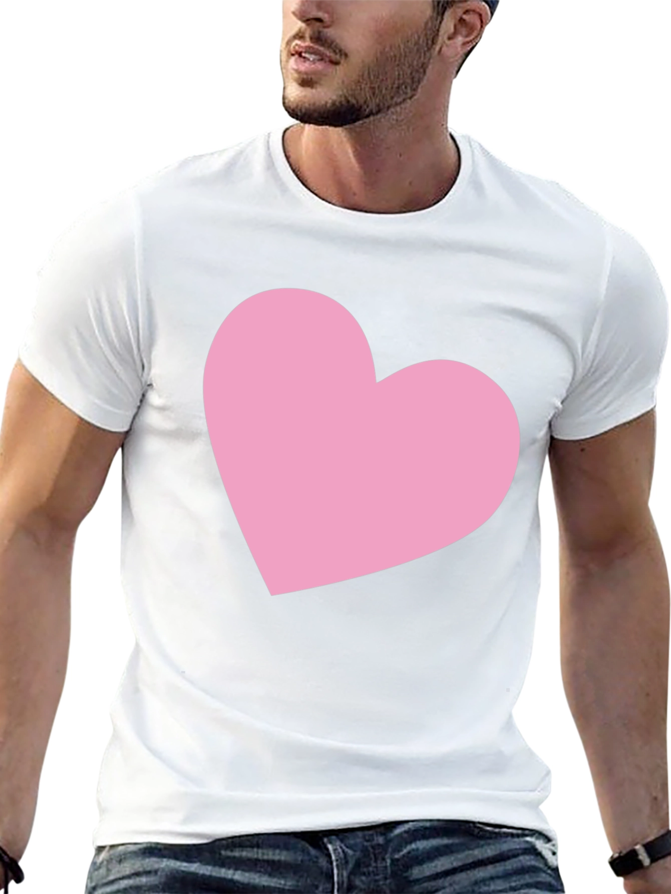 Black T-Shirt with Pink Heart Graphic