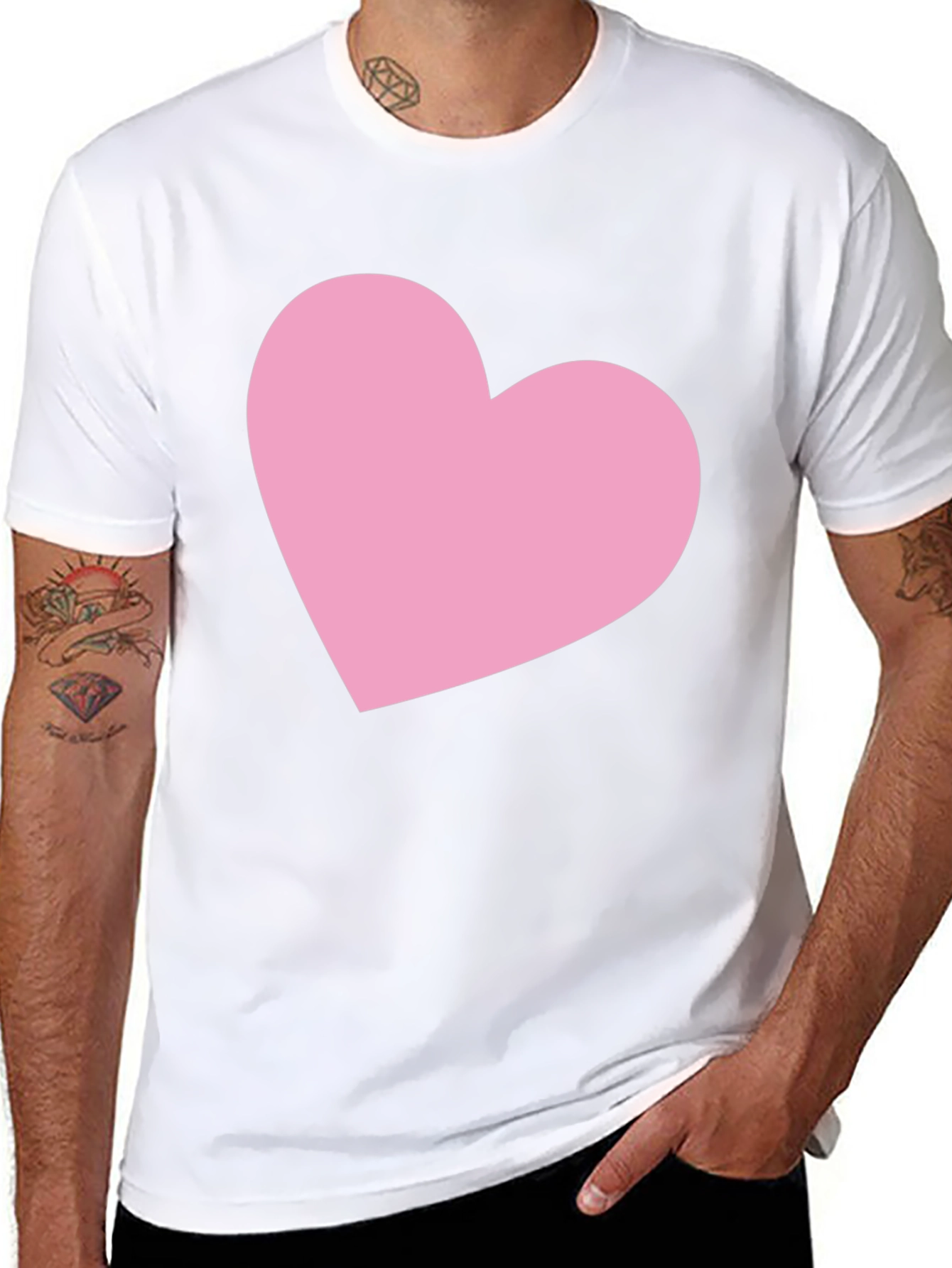 Black T-Shirt with Pink Heart Graphic
