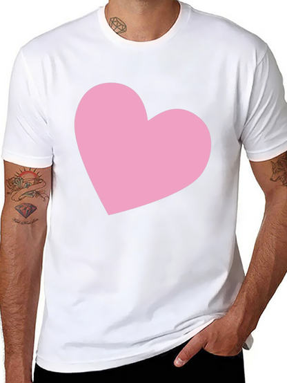 Black T-Shirt with Pink Heart Graphic