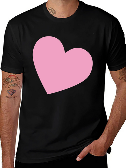 Black T-Shirt with Pink Heart Graphic
