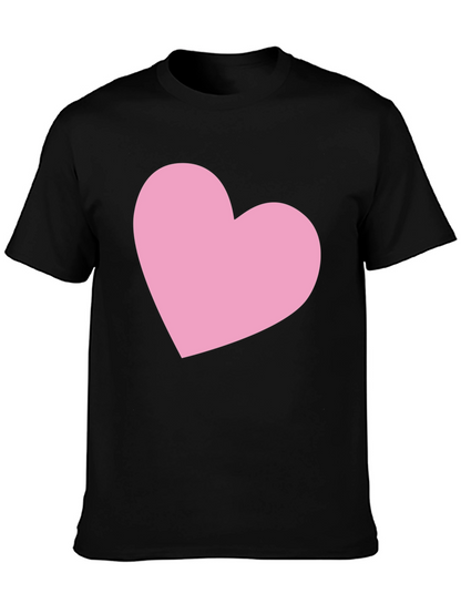 Black T-Shirt with Pink Heart Graphic
