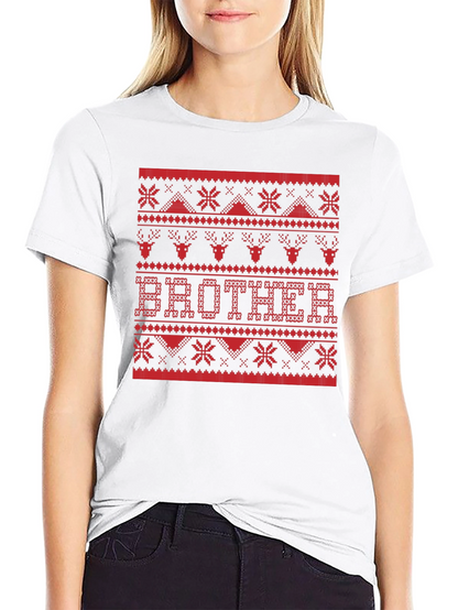 Brother Ugly Christmas Sweater Style Graphic T-Shirt