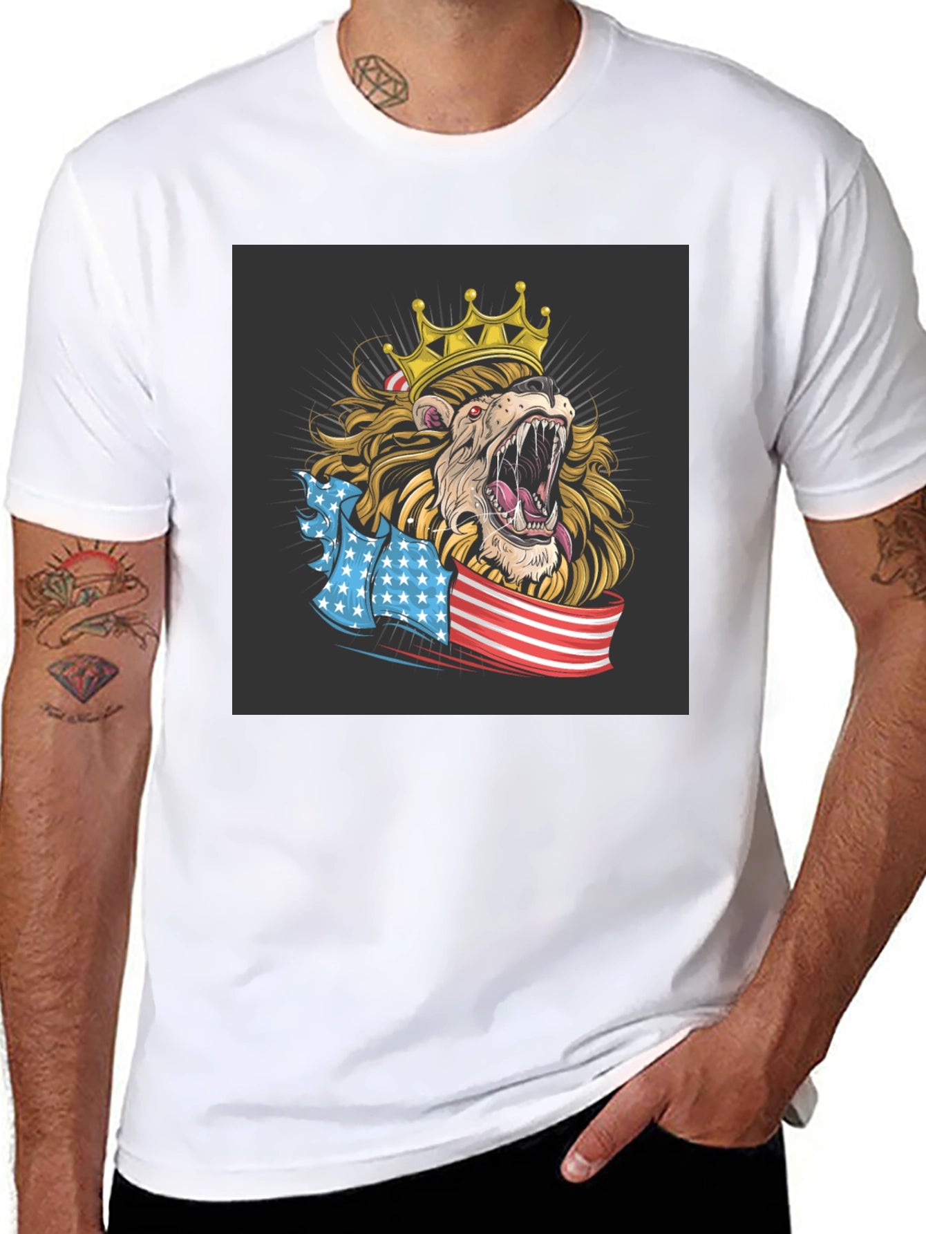 Lion King USA Flag Graphic T-Shirt