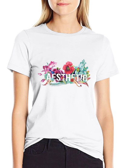 Aesthetic Floral Graphic Tee - Black