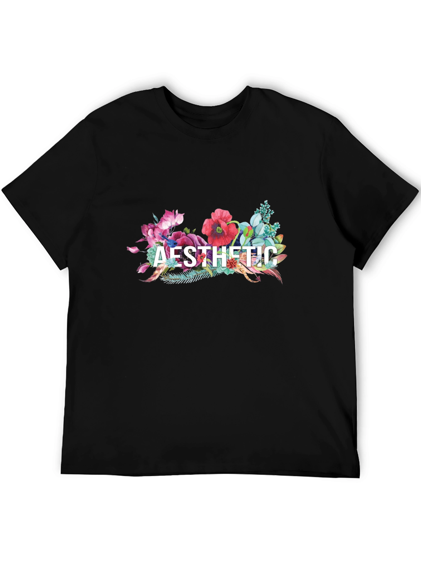 Aesthetic Floral Graphic Tee - Black