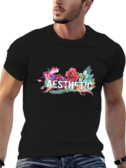 Aesthetic Floral Graphic Tee - Black