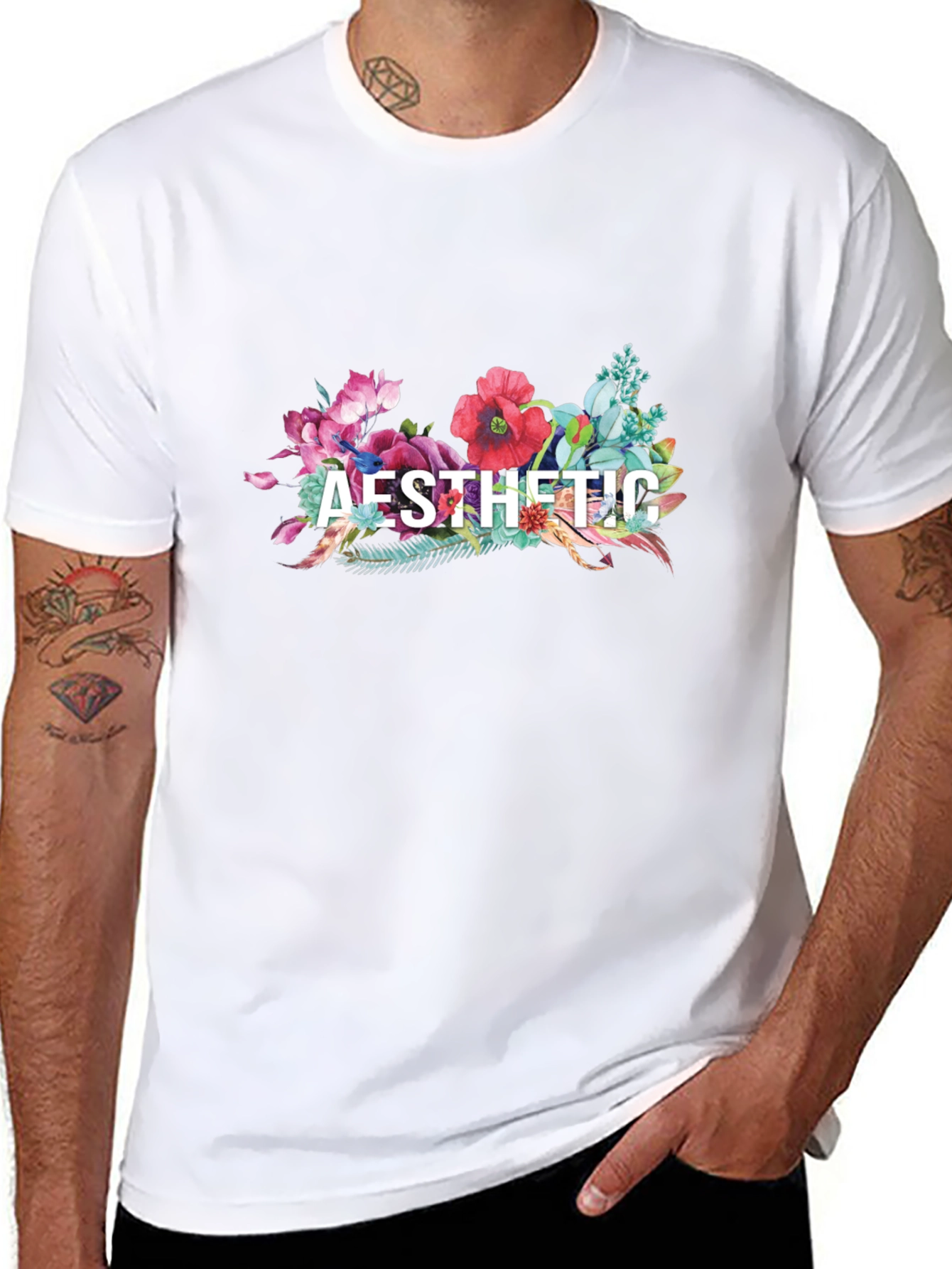 Aesthetic Floral Graphic Tee - Black