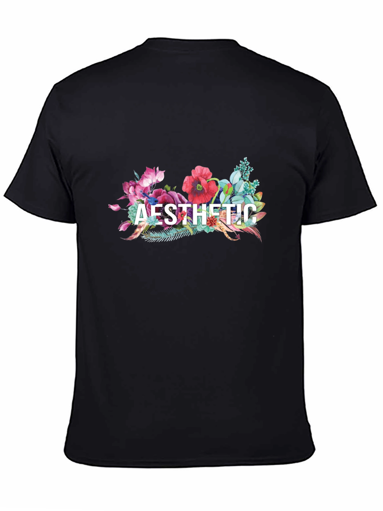 Aesthetic Floral Graphic Tee - Black