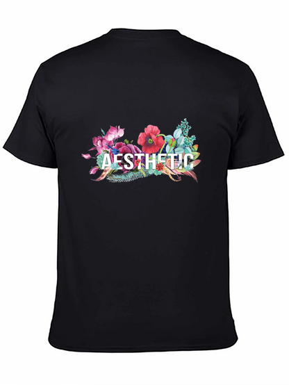 Aesthetic Floral Graphic Tee - Black