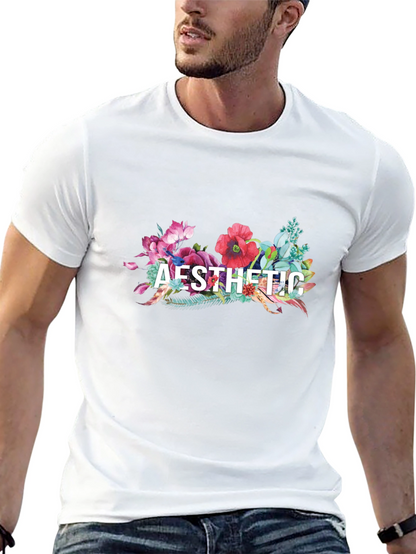 Aesthetic Floral Graphic Tee - Black