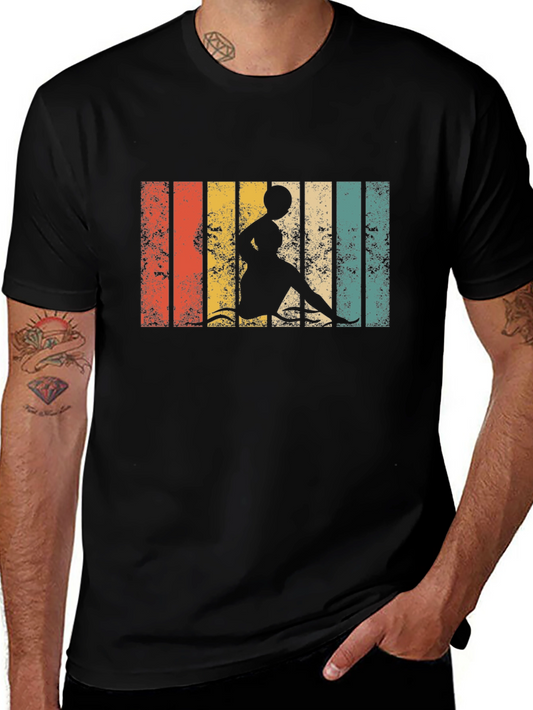 Retro Striped Woman Kayaking T-Shirt