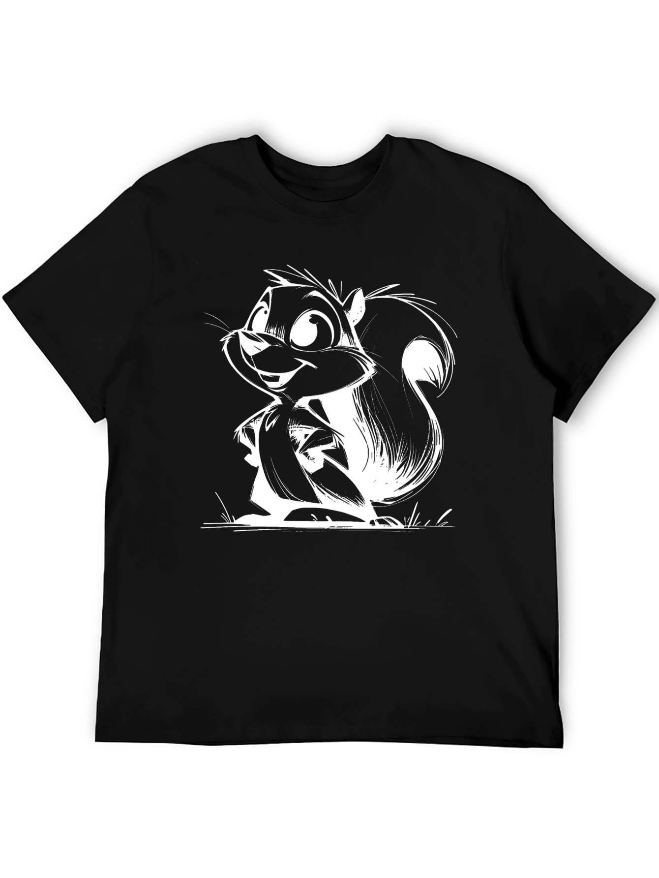 Squirrel Cartoon Graphic Black T-Shirt