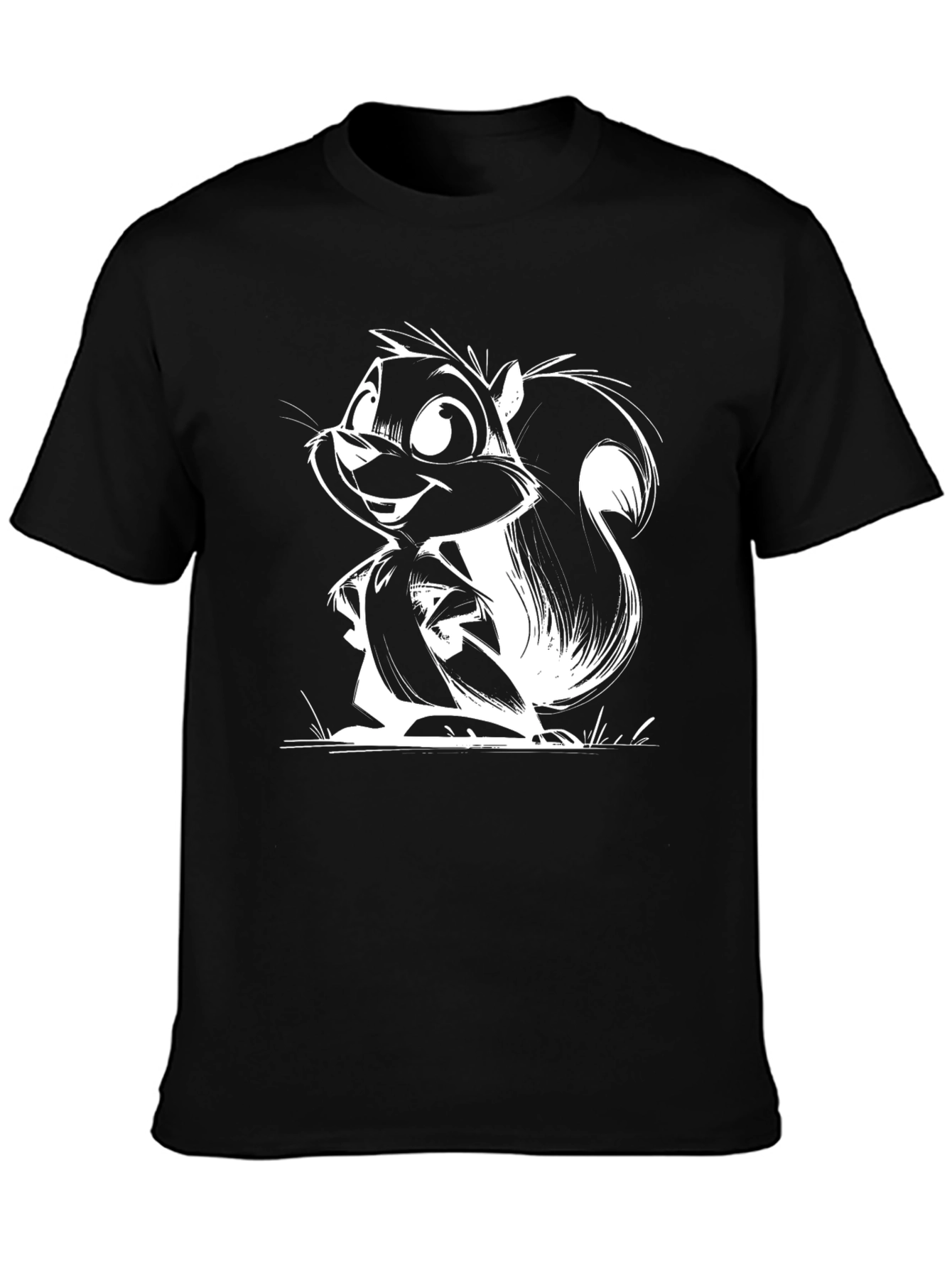Squirrel Cartoon Graphic Black T-Shirt
