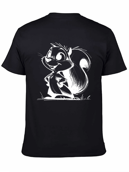 Squirrel Cartoon Graphic Black T-Shirt