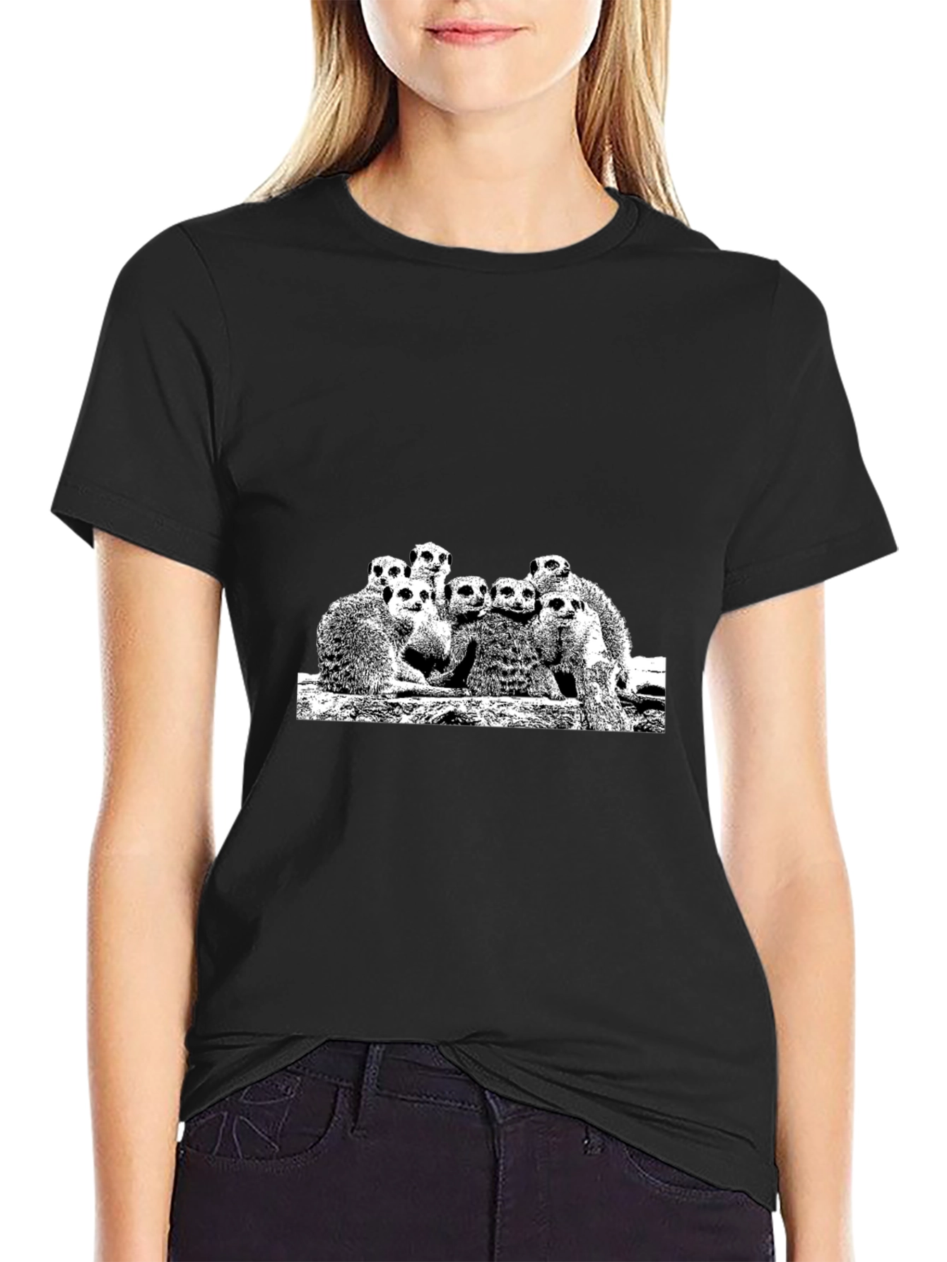 Meerkat Family Graphic Black Tee