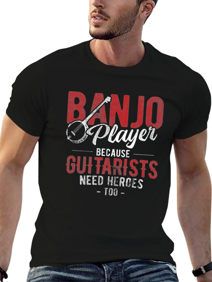 Banjo Player Guitarist Hero Novelty Graphic T-Shirt