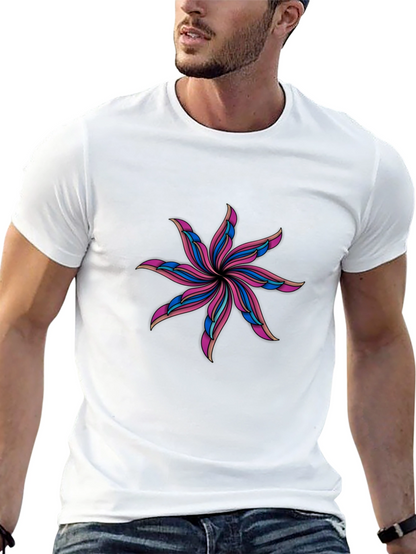 Abstract Flower Graphic Black T-Shirt
