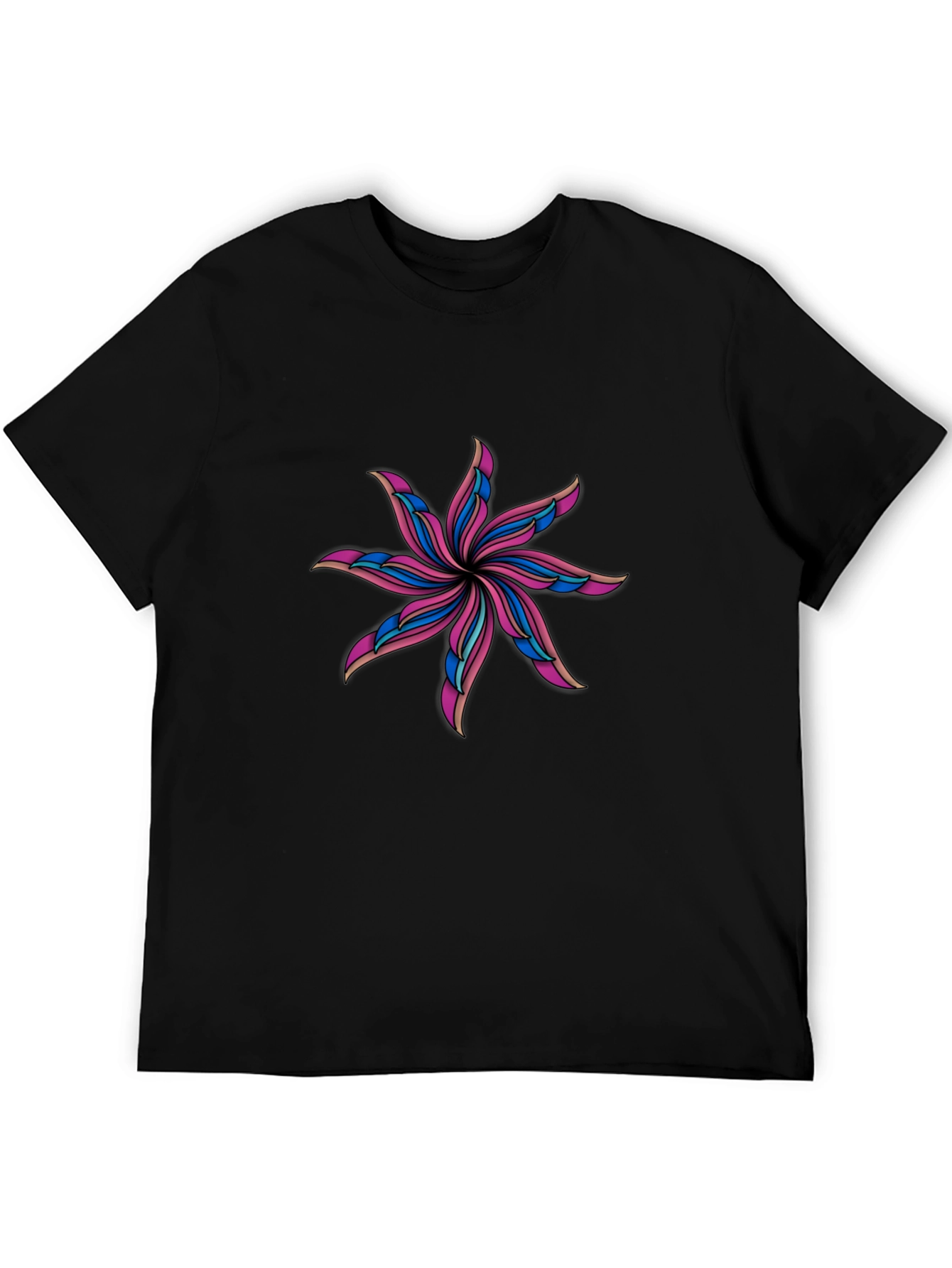 Abstract Flower Graphic Black T-Shirt