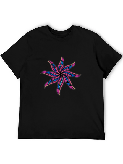 Abstract Flower Graphic Black T-Shirt