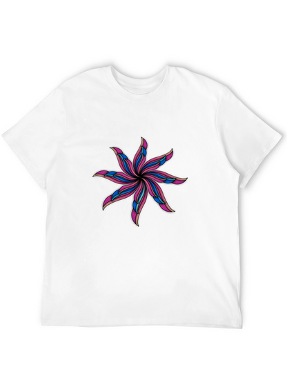 Abstract Flower Graphic Black T-Shirt