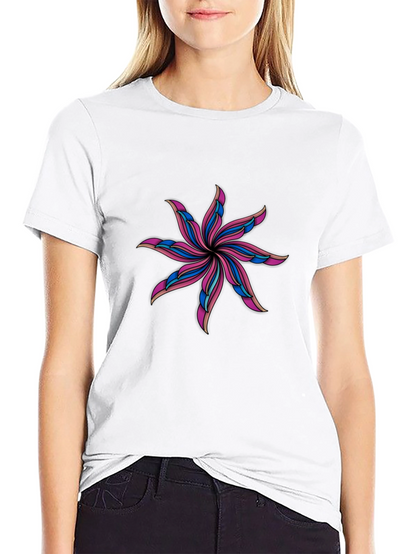 Abstract Flower Graphic Black T-Shirt