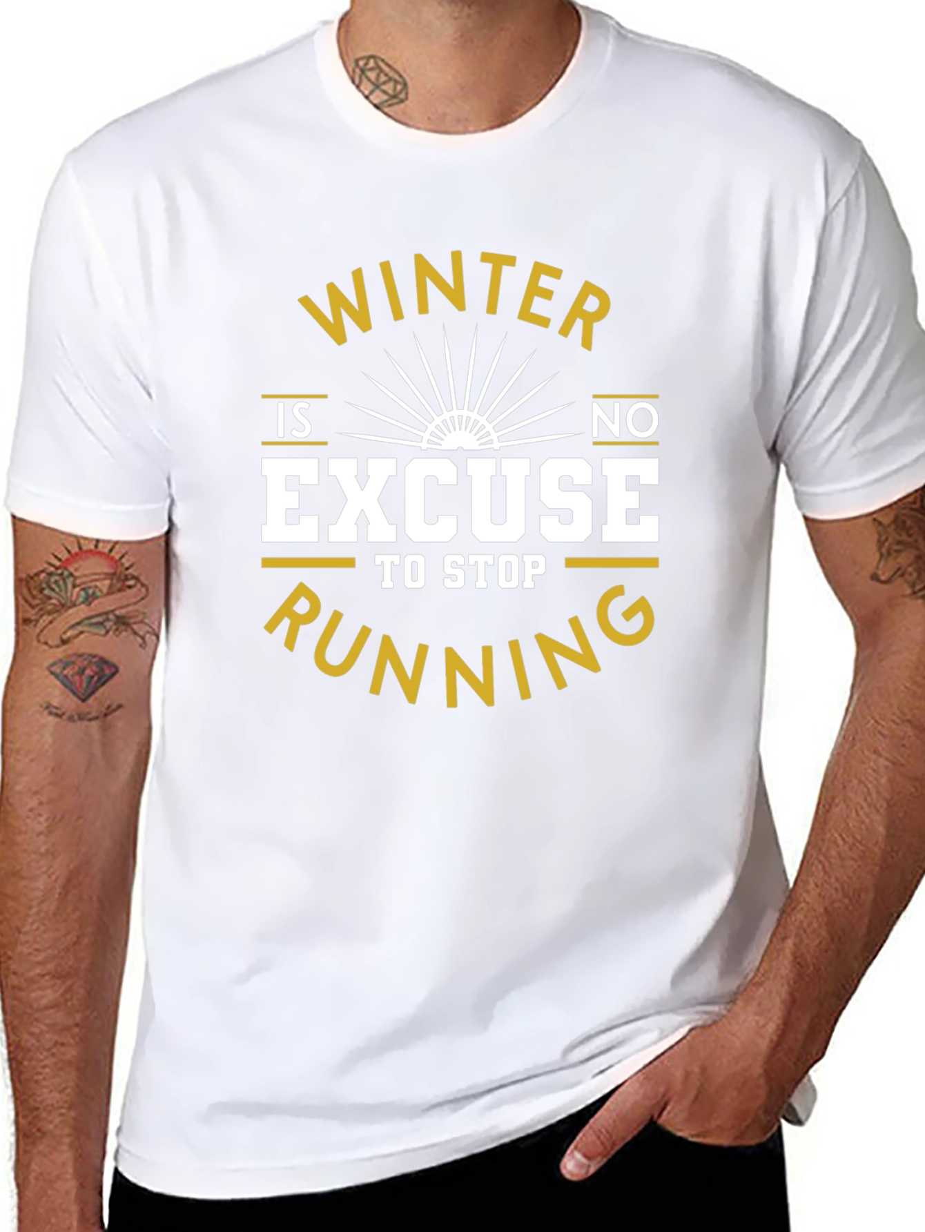 Winter Running Motivation T-Shirt - No Excuses!