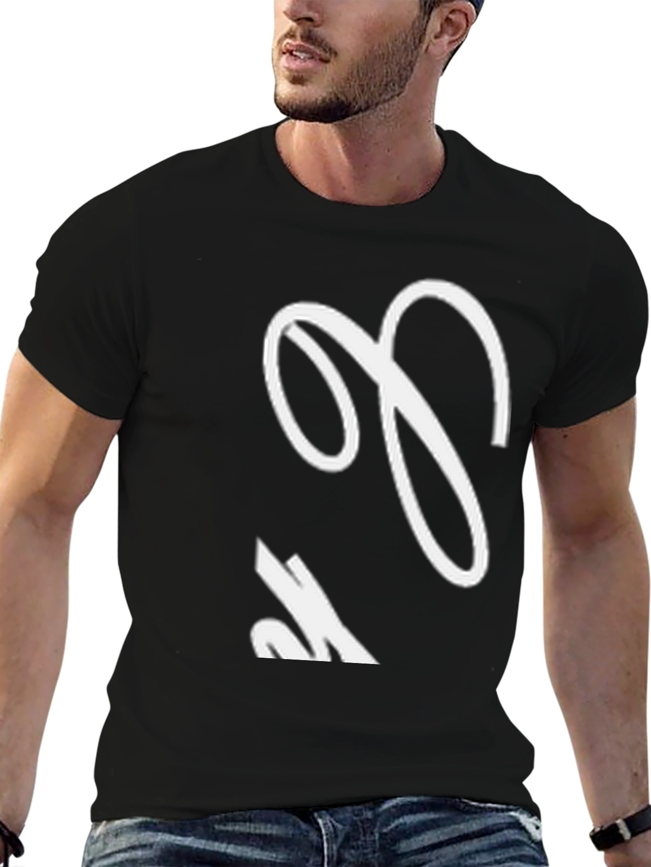 Bold Initial Graphic Tee - Black