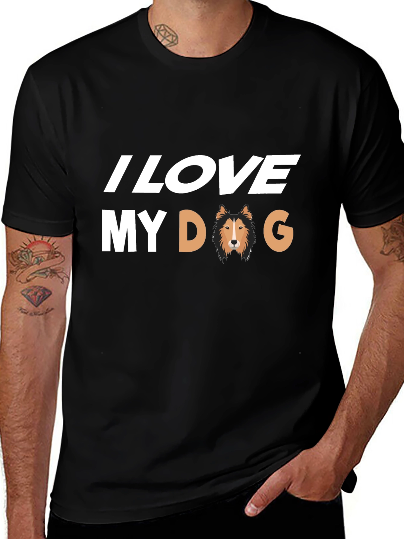 I Love My Dog Black T-Shirt