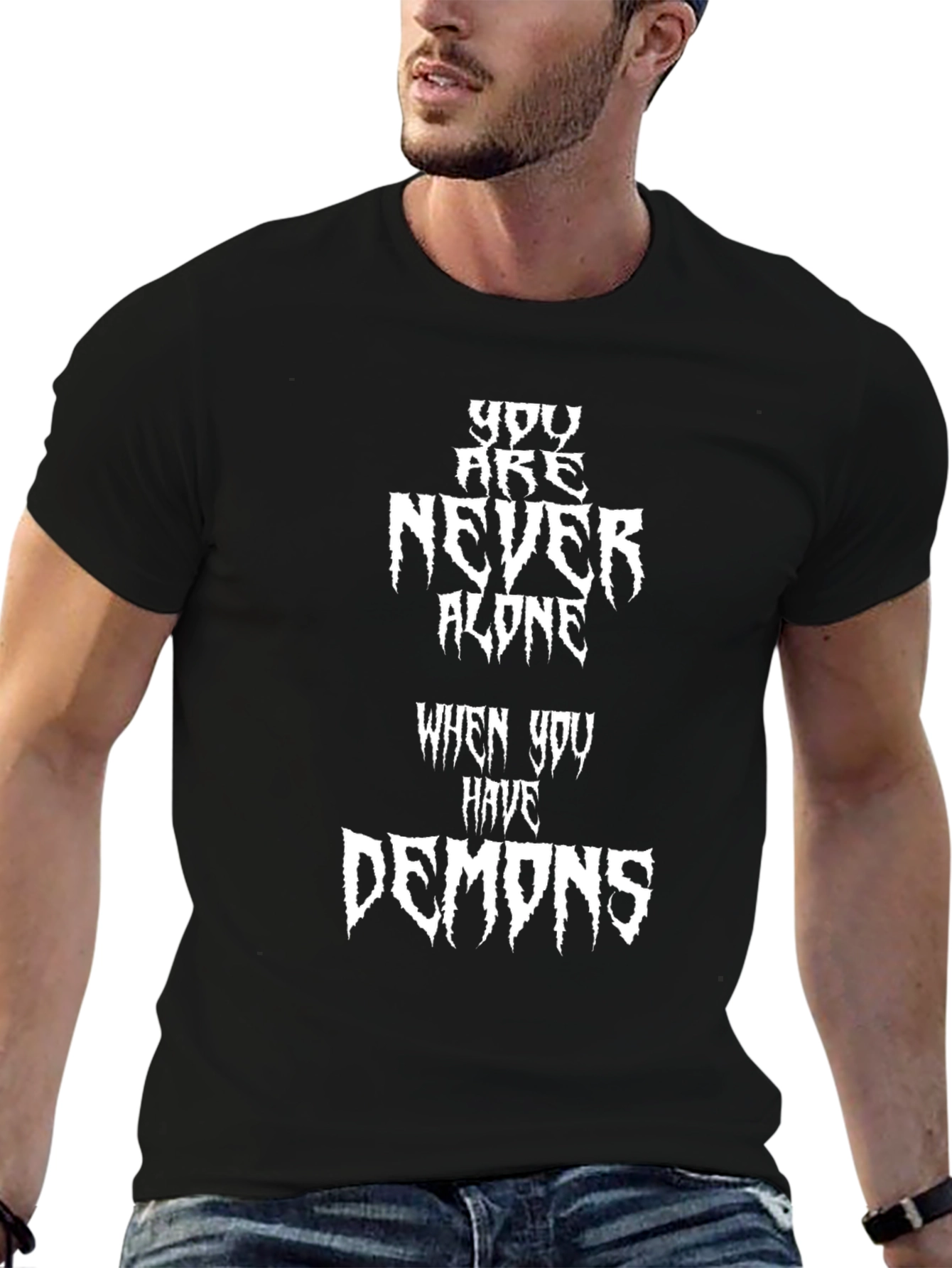Demons Graphic Print T-Shirt - Black