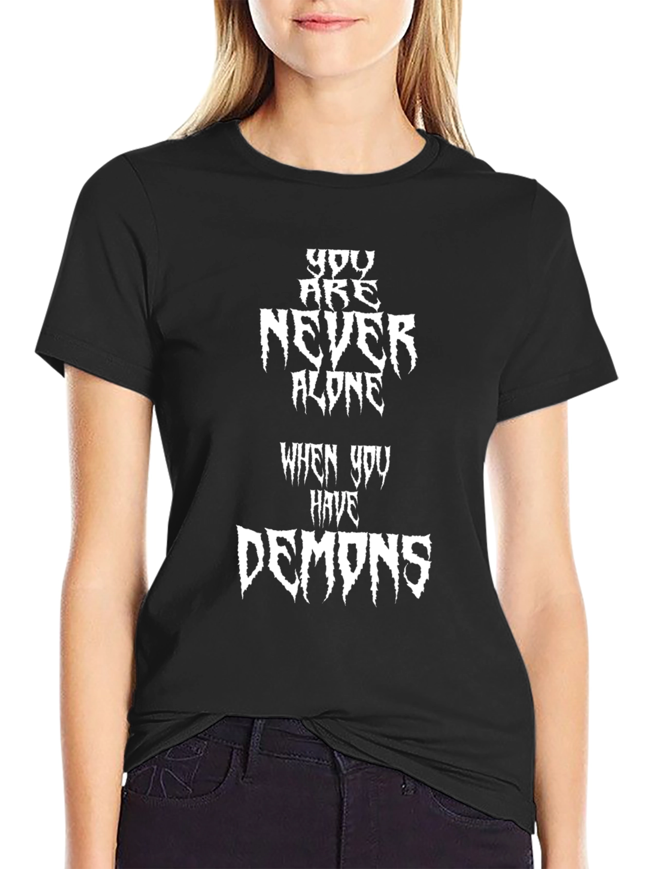 Demons Graphic Print T-Shirt - Black