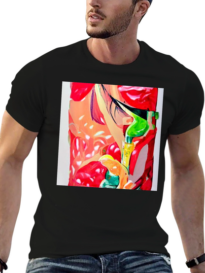Abstract Print Mens Black T-Shirt