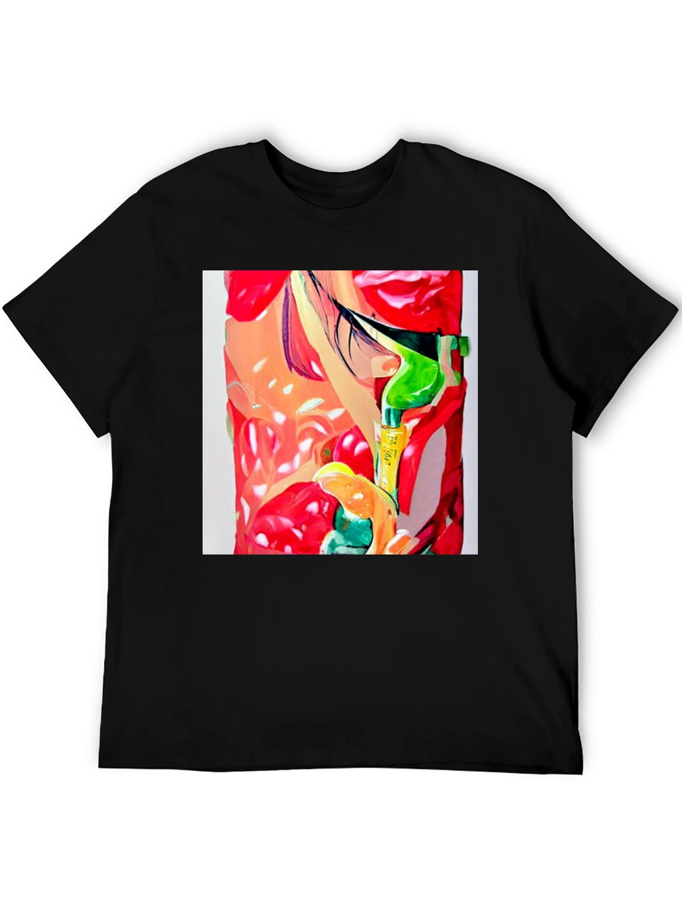 Abstract Print Mens Black T-Shirt
