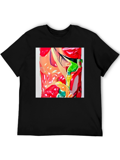 Abstract Print Mens Black T-Shirt