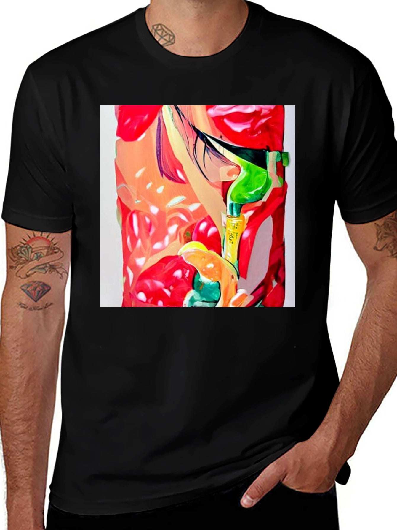 Abstract Print Mens Black T-Shirt