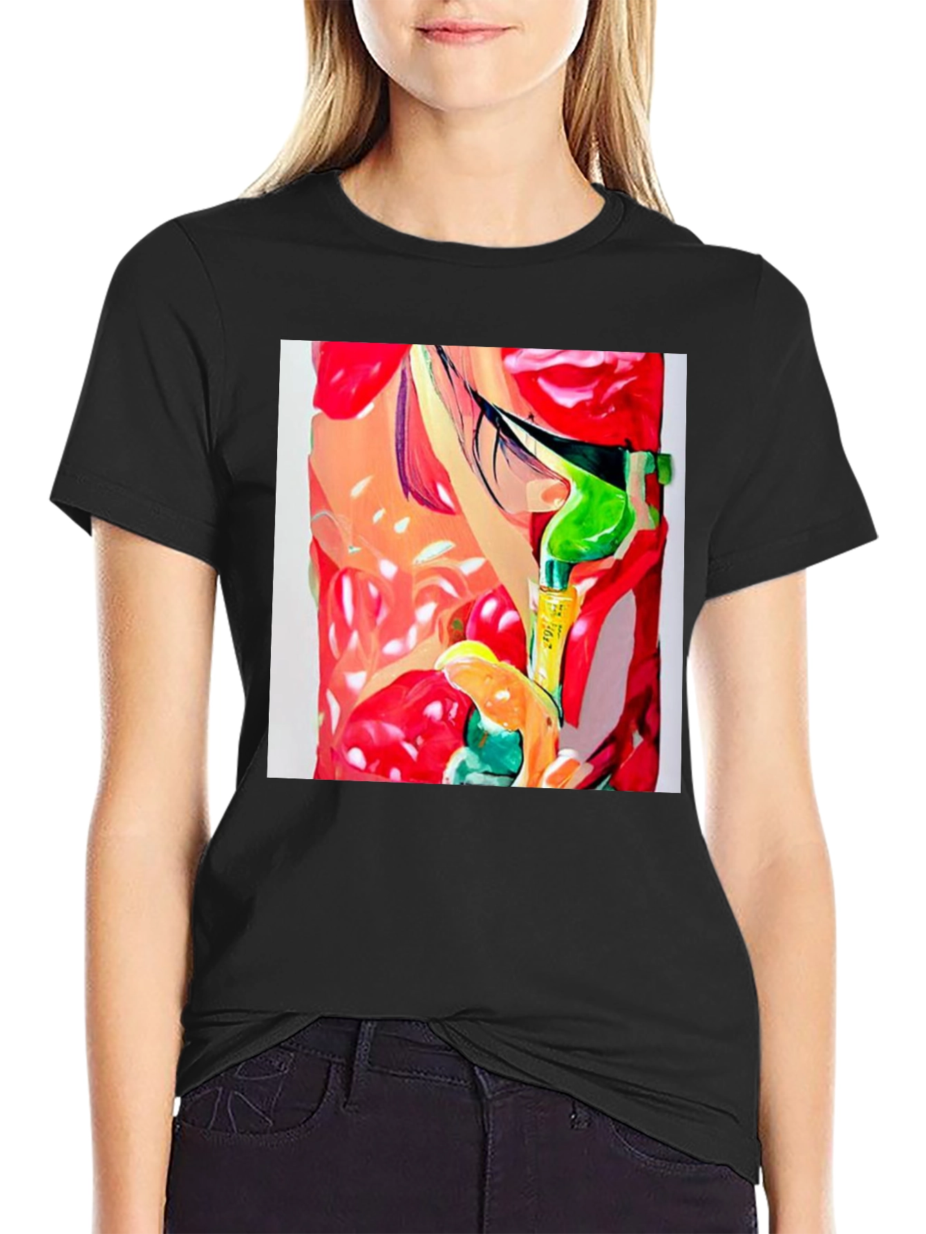Abstract Print Mens Black T-Shirt