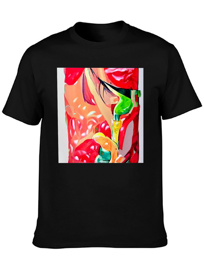 Abstract Print Mens Black T-Shirt