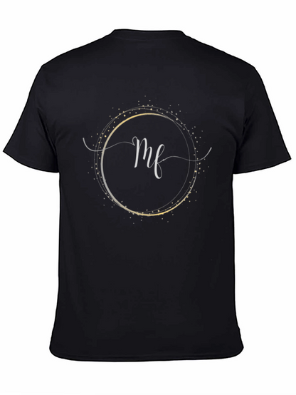 Elegant Black T-Shirt with Circle & Script Design