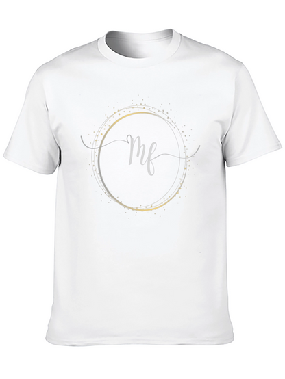 Elegant Black T-Shirt with Circle & Script Design