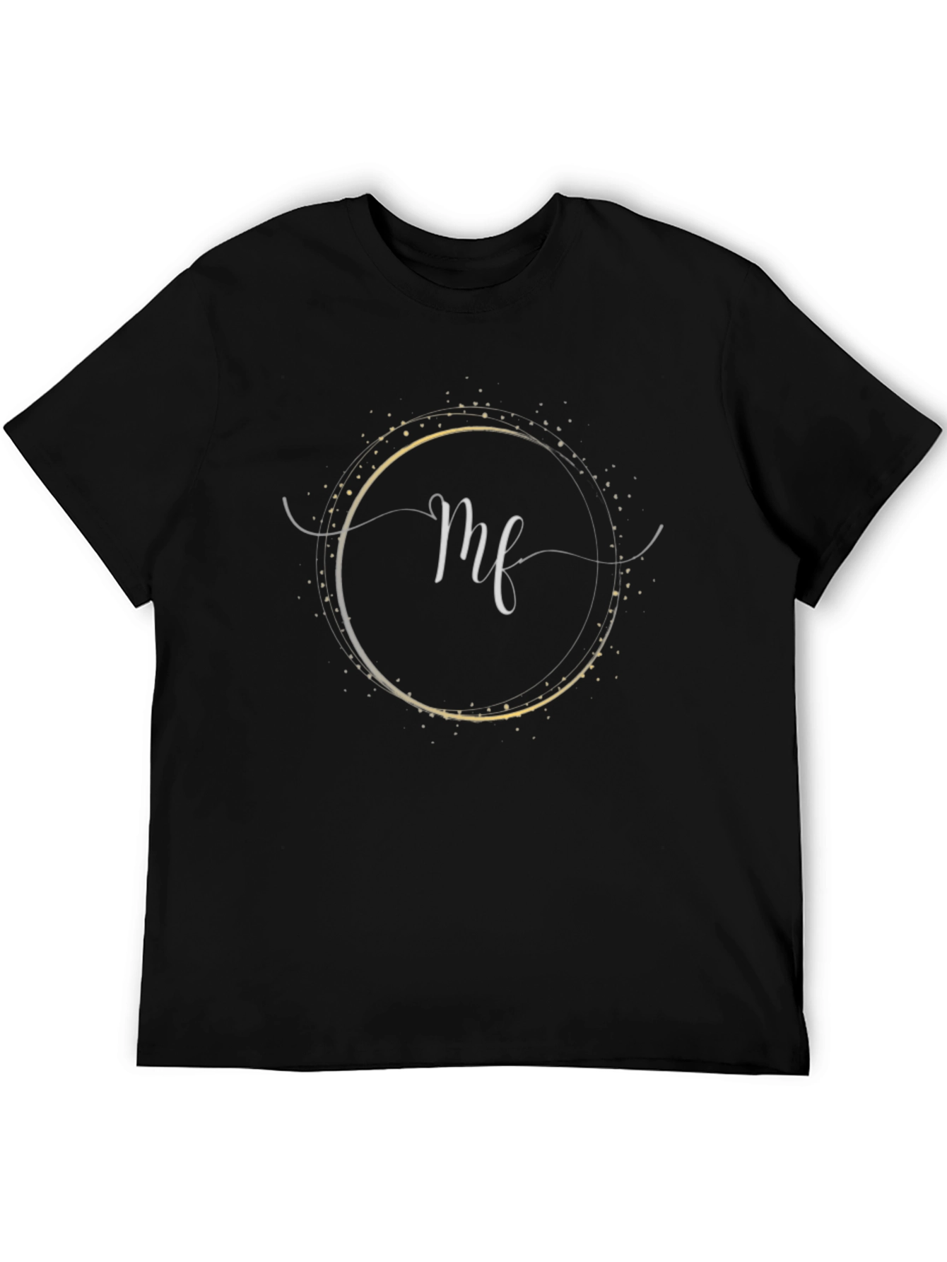 Elegant Black T-Shirt with Circle & Script Design