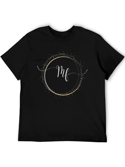 Elegant Black T-Shirt with Circle & Script Design