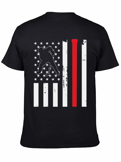 Hockey USA Flag T-Shirt: Red Line Support