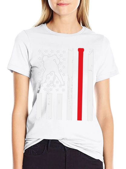 Hockey USA Flag T-Shirt: Red Line Support