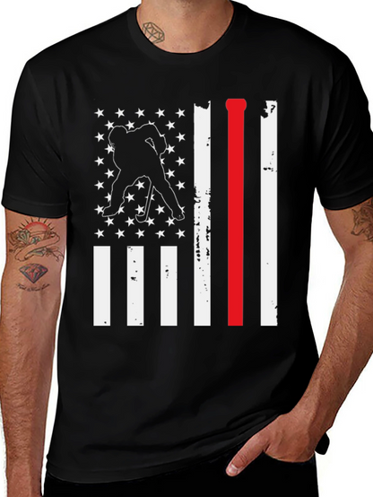Hockey USA Flag T-Shirt: Red Line Support