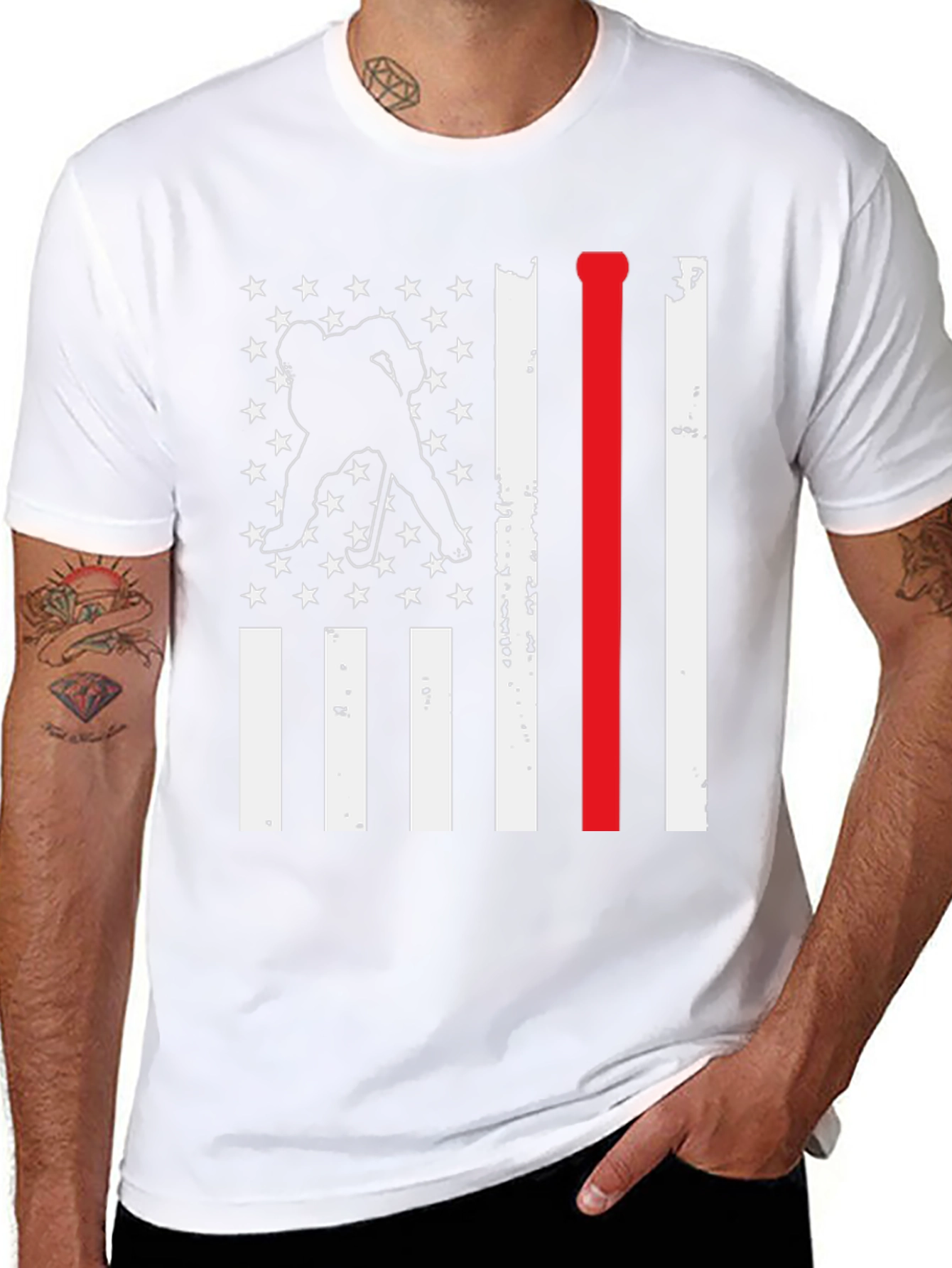Hockey USA Flag T-Shirt: Red Line Support