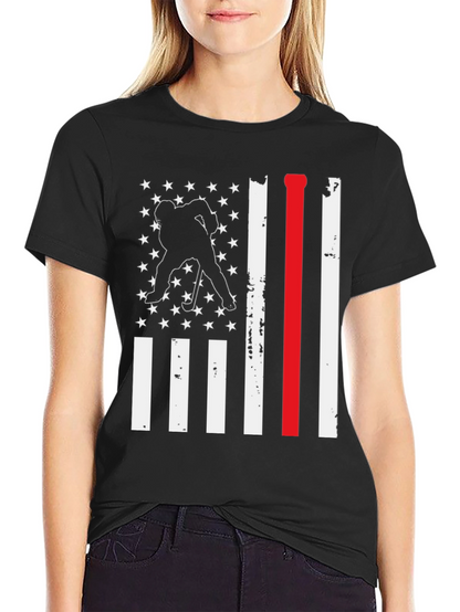Hockey USA Flag T-Shirt: Red Line Support
