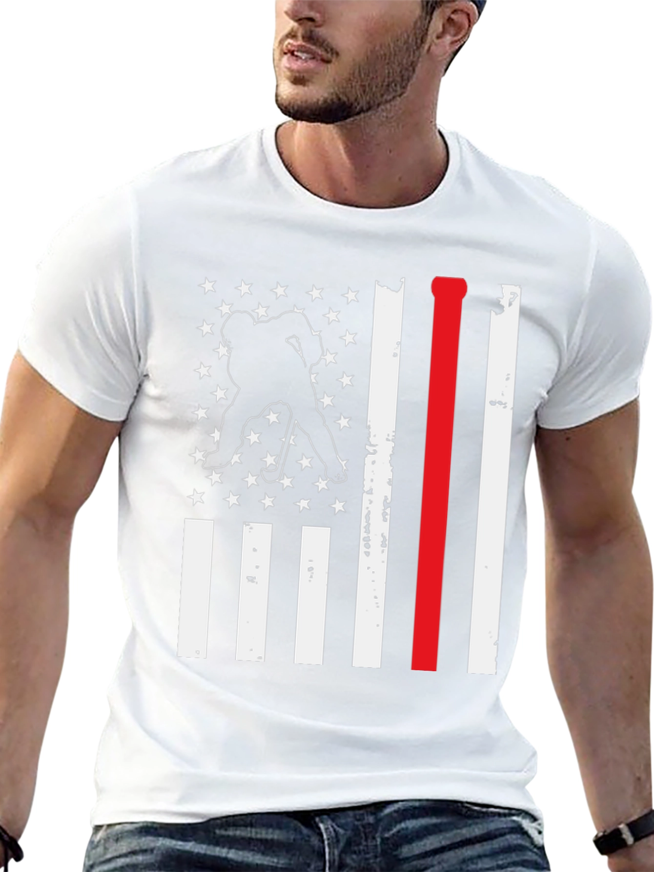 Hockey USA Flag T-Shirt: Red Line Support
