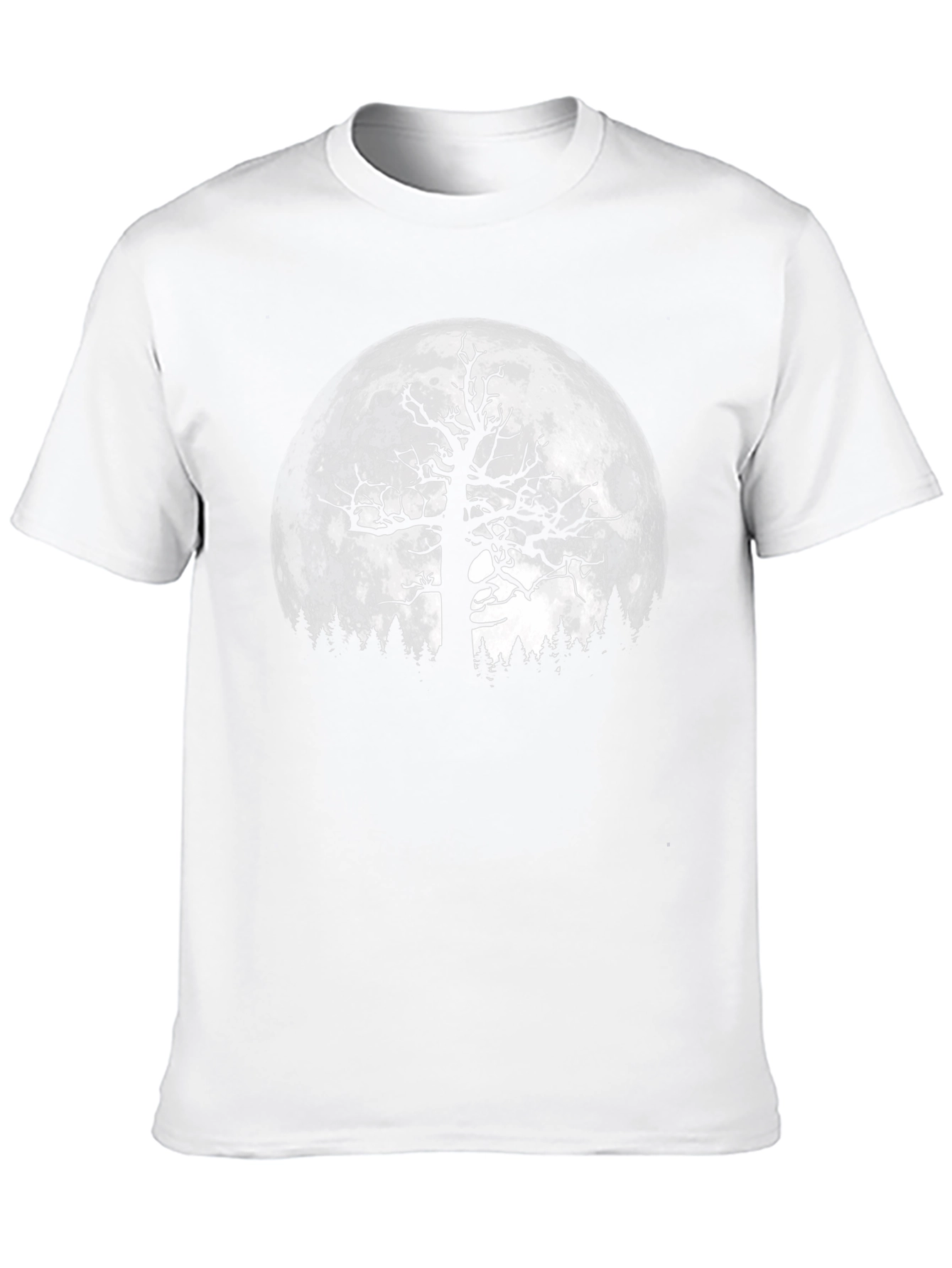 Spooky Tree & Moon Graphic Black T-Shirt
